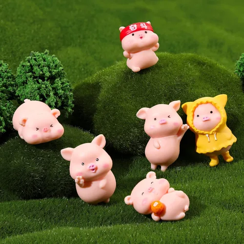 Miniatura 4 de Leitee 19 piezas de mini figuras de cerdo, pájaro, perro, gato, conjunto de figuras de animales, figuritas lindas, decoraciones de pastel de cerdo
