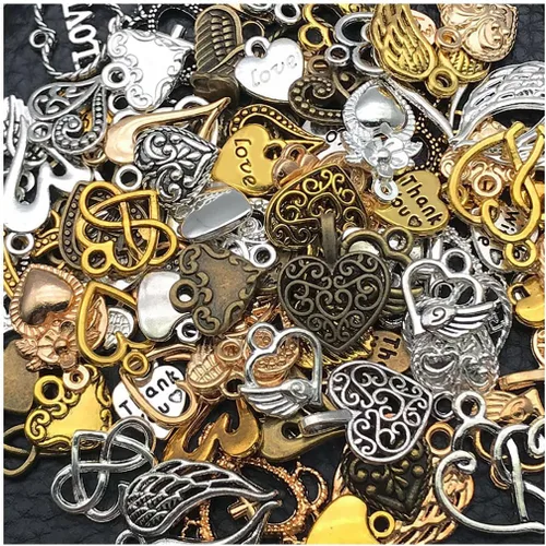 Miniatura 7 de WOCRAFT 100 piezas dijes de Navidad para hacer joyas, dijes surtidos para joyas, brazaletes y pulseras, dijes de metal mixtos a granel al por mayor