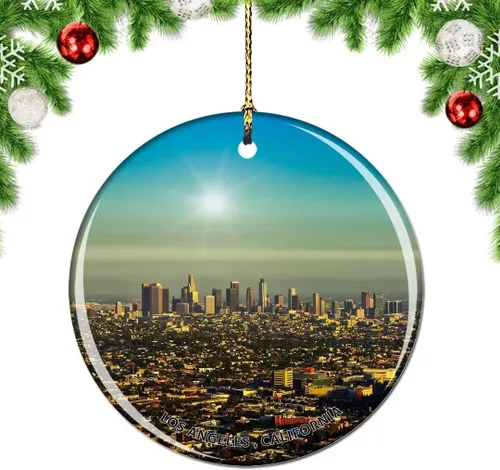 Miniatura 26 de California Los Ángeles Battleship Museum USA Christmas Tree Adorno Decoración Colgante Colgante Decoración City Travel Souvenir Collection Porcelana