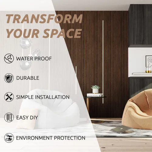 Miniatura 6 de Paneles de pared WPC, paquete de 16 paneles de pared 3D de 48 × 6 pulgadas para decoración de pared interior, paneles de pared de acento moderno