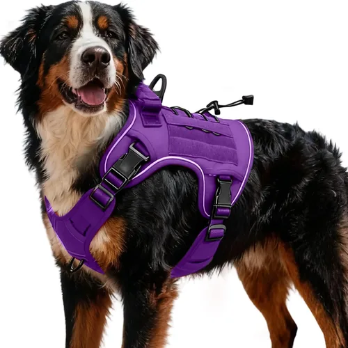 Miniatura 85 de Arnés táctico para perros grandes, chaleco reflectante ajustable sin tirones con sistema Molle, control de grado militar K9 para entrenamiento