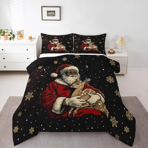 Miniatura 24 de Erosebridal Juego de edredón con gorro de Navidad, calcetines de Navidad, regalo de Navidad, decoración de ropa de cama, relleno de edredón de Feliz