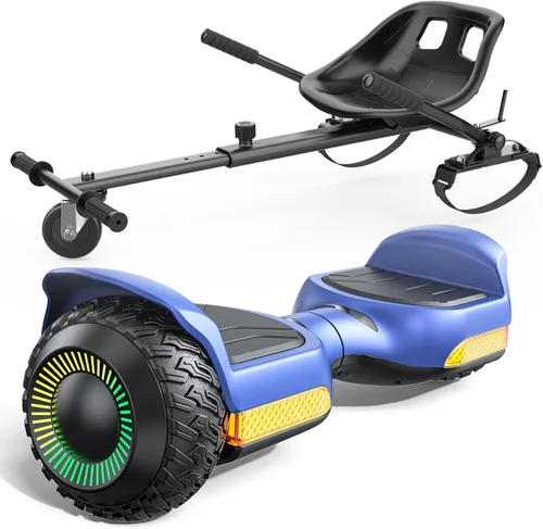 Miniatura 8 de Gyroor Scooter con accesorio de asiento ajustable, scooter de equilibrio automático todo terreno de 6.5 pulgadas, luces LED y Bluetooth para niños