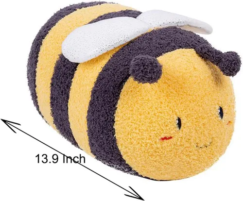 Miniatura 5 de Peluche de abejorro mullido de 13.9 pulgadas, pulshies de abeja de miel con cara linda y alas blancas, juguete de peluche de abejorro de abejorro
