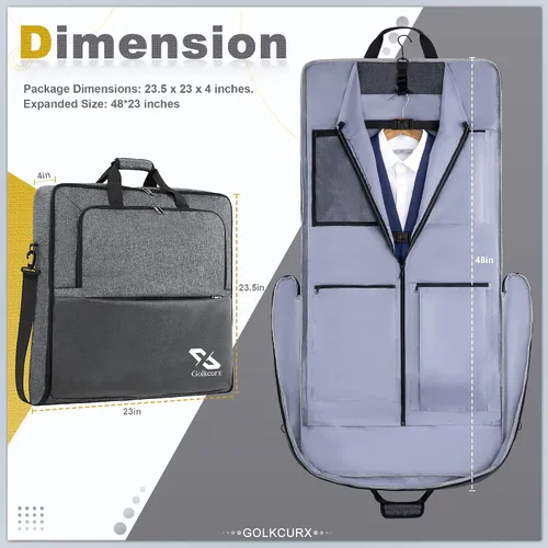 Miniatura 2 de Golkcurx Garment Bags for Travel, Large Suit bags for Men Women Travel with Shoulder Strap, Foldable Carry On Garment Bag Gifts for Business Trip