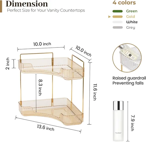 Miniatura 3 de Aveniee Organizador de Esquina para Encimera de Baño, Estante de Encimera de Baño Organizador de Maquillaje para Tocador, Bandeja de Perfume