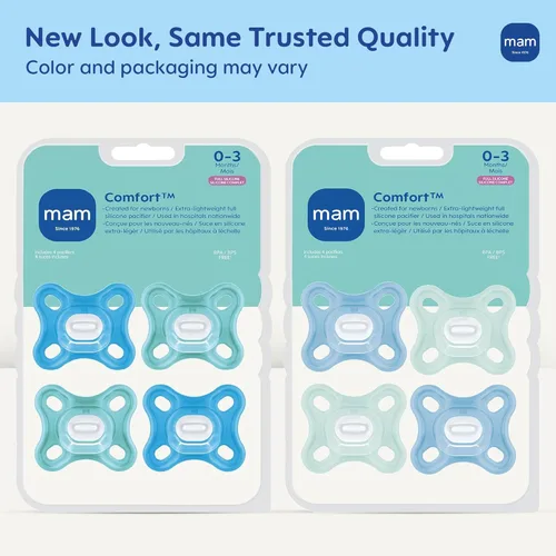 Miniatura 2 de MAM Chupetes de confort para bebé, chupete de silicona completo de una pieza y ligero para recién nacidos de 0 a 3 meses, tetina libre de BPA, Agua