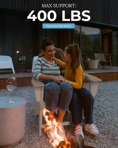 Miniatura 7 de BRIOPAWS Sillas Adirondack - Juego de 2 Veta de Madera Silla para Fogata De Gran Tamaño Plástico HDPE Resistente al Clima para Terraza