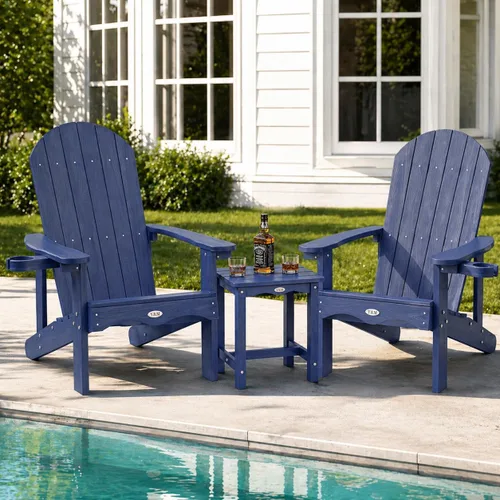 Miniatura 45 de Y&M Adirondack - Silla negra para hoguera, sillas de patio al aire libre con soporte para tazas, resistentes a la intemperie, sillas de patio