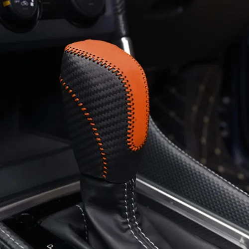 Miniatura 3 de Cubierta de cuero para pomos de palanca de cambios de automóvil para Subaru Crosstrek 2018 2019 2020 2021 2022 2023 Subaru Crosstrek accesorios