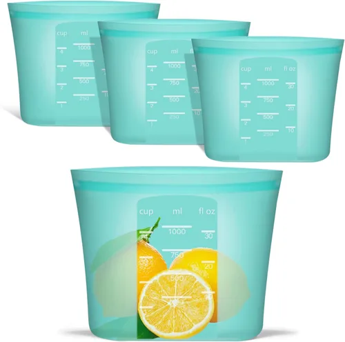 Miniatura 23 de Bolsas de Alimentos Reutilizables, Paquete de 12 Bolsas de Almacenamiento de Alimentos 100% Silicona que se Mantienen de Pie con Cierre Hermético