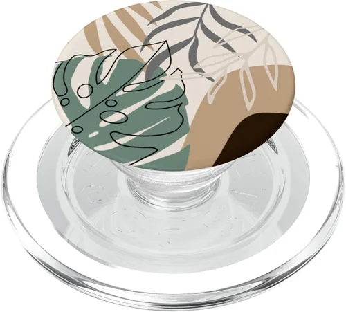 Botánico tropical beige marrón exótico minimalista abstracto PopSockets MagSafe PopGrip para iPhone