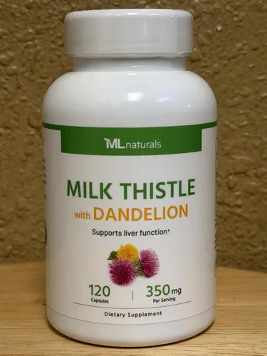 Miniatura 2 de ML Naturals Cardo mariano y extracto de diente de león: 250 mg de cardo mariano, 100 mg de raíz de diente de león (por porción) 120 cápsulas