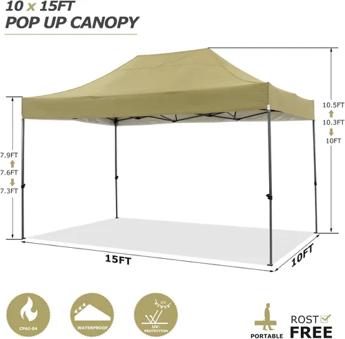 Miniatura 240 de COBIZI Tienda de campaña desplegable de 6.6 x 6.6 pies, toldo resistente, fácil de instalar, impermeable, para exteriores, fiestas, playa, jardín