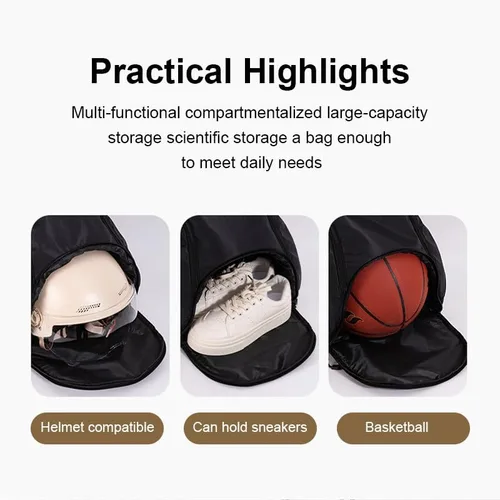Miniatura 3 de Mochila deportiva con cordón, bolsa de gimnasio impermeable para mujeres y hombres, paquete de baloncesto con compartimento para zapatos, Negro
