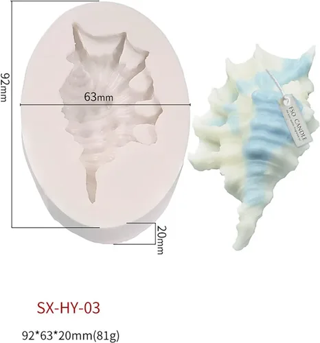 Miniatura 5 de Paquete de 4 moldes de silicona para caracolas de resina para velas y jabón, molde para hacer velas Cube-Shell-Four
