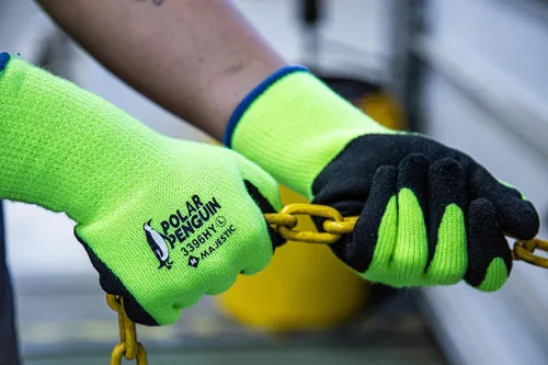 Miniatura 6 de Majestic Guante 3396HY/10 Pingüino Polar 3396HY - Guantes de invierno con forro, color verde y amarillo de alta visibilidad, con palmas recubiertas