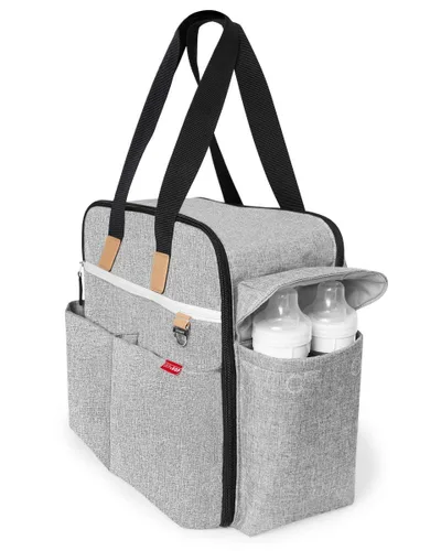 Miniatura 4 de Skip Hop Bolsa de pañales: icónico Duo Weekender, capacidad extra grande con cambiador y accesorio para cochecito, mezcla gris