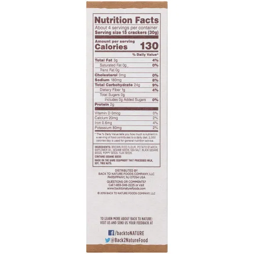 Miniatura 7 de Back to Nature Galletas sin gluten, arroz fino multisemilla, sin lácteos, sin OMG, hechas con harina de arroz integral de grano entero, aperitivos