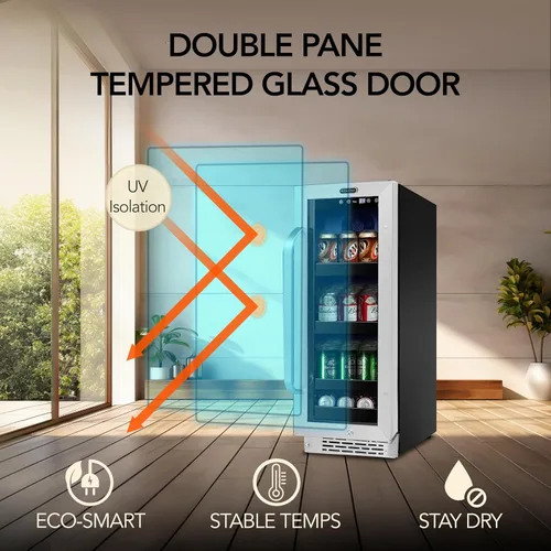 Miniatura 9 de Whynter BBR-638SB Refrigerador y enfriador de bebidas integrado debajo del mostrador de 12 pulgadas, refrigerador con puerta de vidrio, 2.0 pies