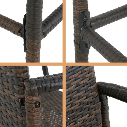 Miniatura 8 de LEMY Taburetes de bar para exteriores, juego de 2 sillas de mimbre para patio, muebles de ratán para interiores con reposabrazos para jardín