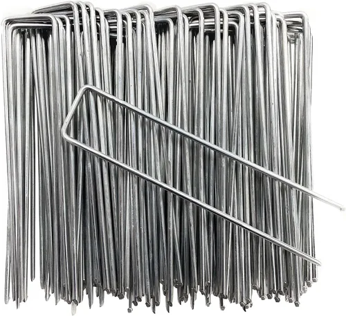 Paquete de 50 grapas de paisaje de 6 pulgadas, estacas galvanizadas para césped, tipo U, para barrera de malezas, tela de sujeción de vallas,