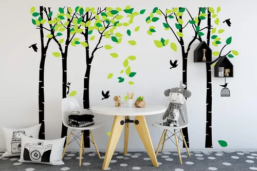 Miniatura 5 de ANBER Calcomanía de pared de árbol de la selva gigante removible, arte mural para dormitorio, guardería, habitación de bebé, habitación de niños