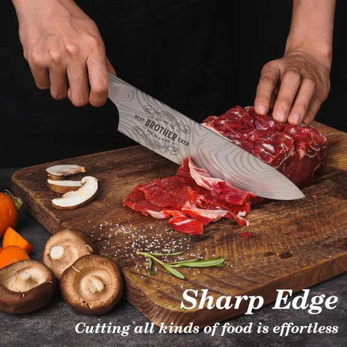Miniatura 6 de Funistree Regalos para hermanos hombres, cuchillo de cocina para hermanos, regalos para cumpleaños, 8 pulgadas, cuchillo de chef profesional alemán