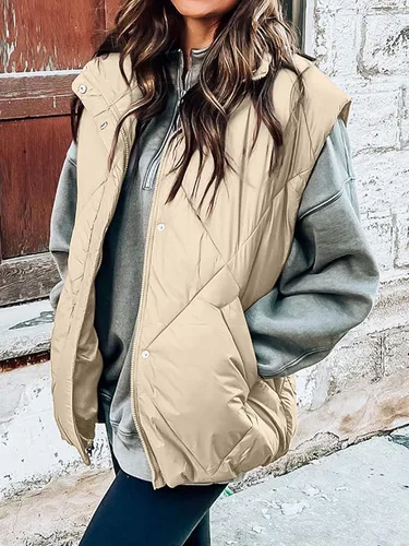 Miniatura 2 de MEROKEETY Chaleco acolchado de invierno para mujer 2024 con cuello alto, con cremallera, con bolsillos