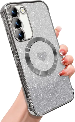 Miniatura 23 de ZONRW Funda magnética para Samsung Galaxy S22 Plus, para mujeres y niñas, chapado de lujo suave, con purpurina degradada, lindo corazón, compatible