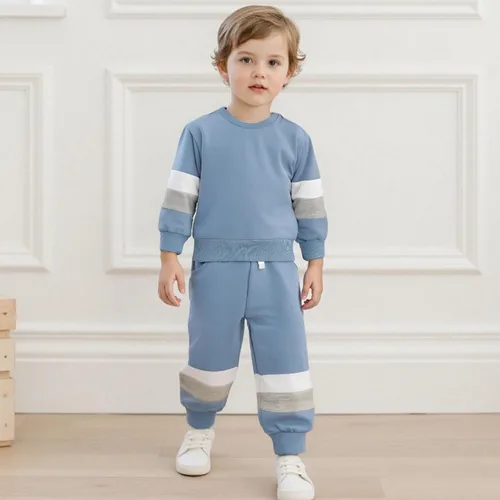Miniatura 18 de Kuriozud Conjunto de 2 piezas de sudadera con cuello redondo y pantalones deportivos para niños pequeños para otoño e invierno