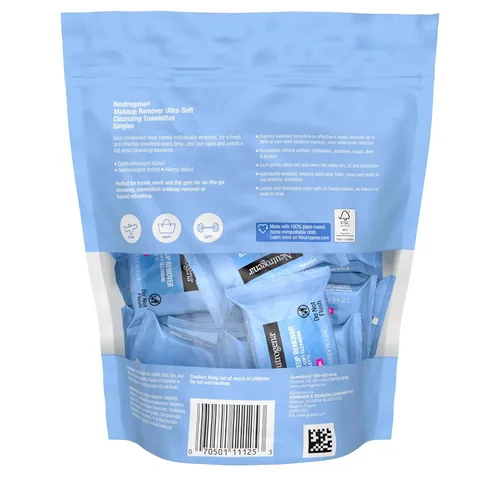 Miniatura 6 de Neutrogena Toallita de limpieza facial individual, toallitas faciales diarias para eliminar la suciedad, aceite, maquillaje y máscara impermeable