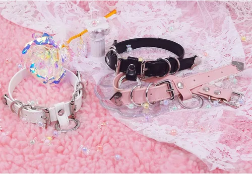 Miniatura 5 de Gargantilla de cuero con anillo tórico de oro punk hecho a mano con cierre de hebilla, collar ajustable para mujer