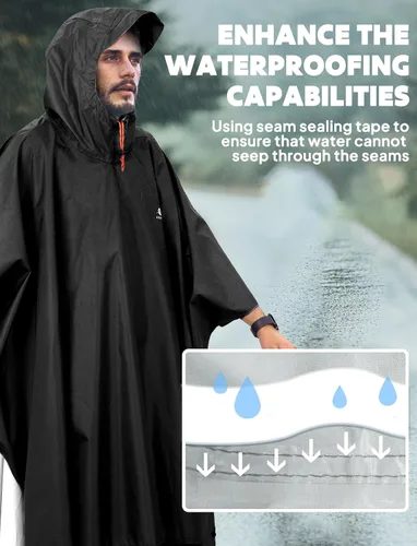 Miniatura 66 de ANYOO Poncho de lluvia con capucha para adultos, impermeable, ligero, para hombres y mujeres, chaqueta de lluvia reutilizable para emergencias al