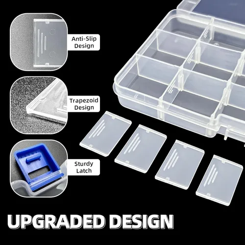 Miniatura 6 de DUOFIRE Recipiente organizador de plástico separador almacenador ajustable compartimento modular con tapa para joyas abalorios aretes herramientas