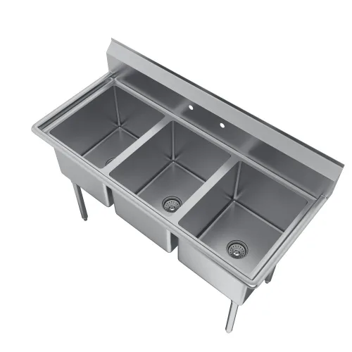 Miniatura 6 de Elkay Foodservice Fregadero de 3 compartimentos, 39 x 19.75 pulgadas OA, altura de trabajo de 36 pulgadas, cuenco de 10 x 14, 10 profundos