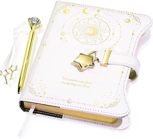 Miniatura 19 de Hoci Poci Agenda con candado y llaves para niñas, ideas de regalo para niñas, diario de 360 páginas con bordes dorados para mujeres, cuaderno
