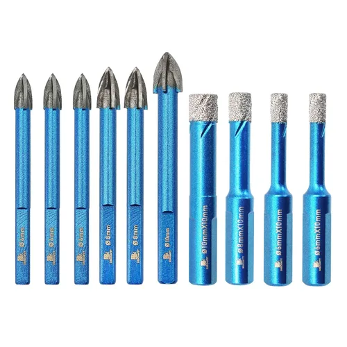 Juego de brocas de núcleo de diamante seco, BRSCHNITT 1/4"*2, 5/16", 3/8" sierra de agujeros de diamante y brocas de carburo de 1/4"*3, 5/16"*2,