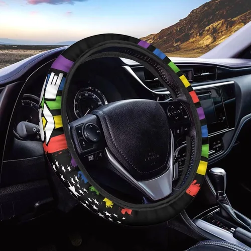 Miniatura 9 de Funda de volante de 15 pulgadas, naranja, para automóvil - Fundas de volante de auto de Batimóvil, accesorios de Halloween, de neopreno, Murciélago