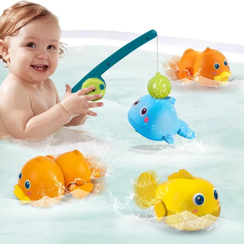 Dwi Dowellin Juguetes de Baño para Niños Pequeños, Juegos Magnéticos de Pesca para Niños, Juguetes de Bañera, Juguetes de Agua Flotantes sin Moho,