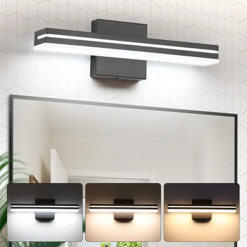 Miniatura 31 de SineRise Barra de Luz LED Moderna para Tocador de Baño de 16 Pulgadas, Accesorios de Iluminación de Pared de Baño Modernos de Acrílico Cromado Sobre