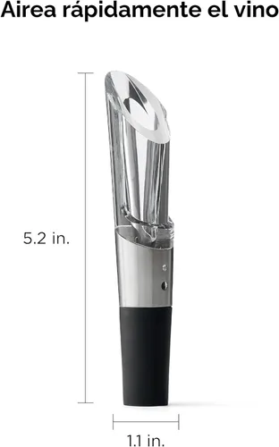 Miniatura 2 de Rabbit W6127 Aireador y vertedor de vino, diseño transparente y acero inoxidable, fácil de usar para mejorar el sabor del vino y un vertido suave