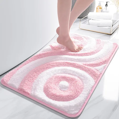 Miniatura 8 de QJHOMO Alfombras de Baño Lindas en Blanco y Negro Antideslizantes Tapete de Baño Decoración de Baño Moderna Estética, Alfombra de Baño Geométrica a