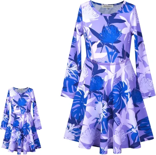Miniatura 34 de Perfashion Vestidos a juego para niñas y muñecas sin mangas/manga larga, acampanados, faldas de fiesta de unicornio