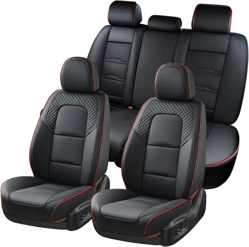 Miniatura 27 de Coverado Fundas para Asientos de Coche, Protector de Asiento con Soporte Lumbar y Reposacabezas Removible, Cojín de Asiento de Piel Transpirable