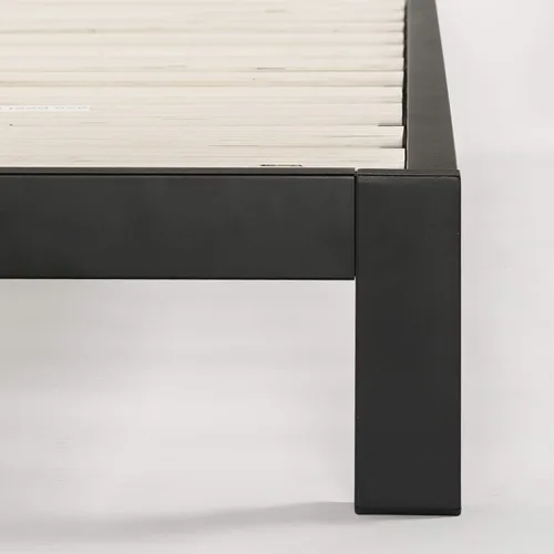 Miniatura 5 de Mellow Base de cama de metal resistente de 10 pulgadas, soporte de listones de madera, base de colchón (no necesita somier), matrimonial, color negro