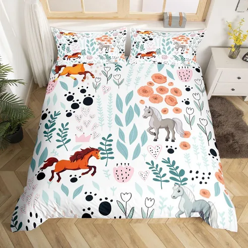 Miniatura 41 de Erosebridal Juego de ropa de cama individual de animales de la selva para niñas y niños, funda de edredón de elefante oso, tigre, león, safari