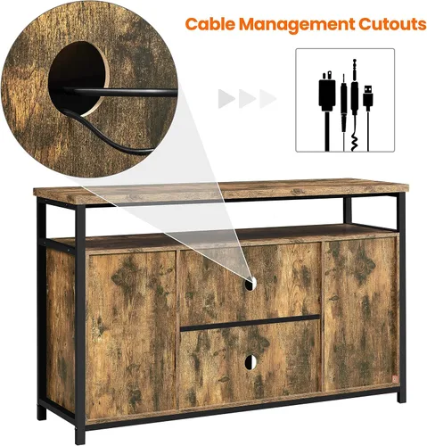 Miniatura 7 de Topeakmart Soporte de TV de granja para TV de 55 pulgadas, centro de entretenimiento alto con puertas corredizas de granero y armarios