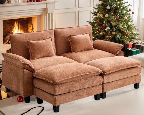 Miniatura 54 de Sofá modular seccional, sofá de nube con otomana, asiento profundo de felpilla en forma de L para sala de estar y apartamento