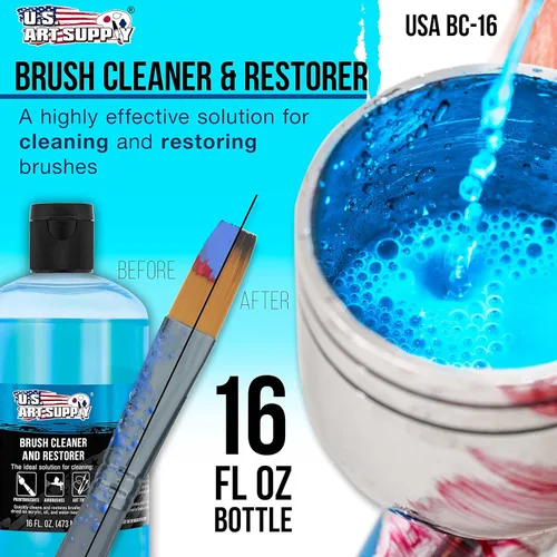 Miniatura 2 de U.S. Art Supply Limpiador y restaurador de brochas, botella de 16 onzas, limpia rápidamente pinceles de pintura, aerógrafos, herramientas de arte